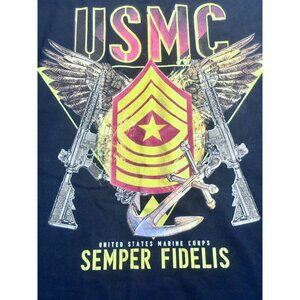 USMC Semper Fidelis Gildan Softstyle T Shirt Black SgtMaj Patriotic Marine Gift
